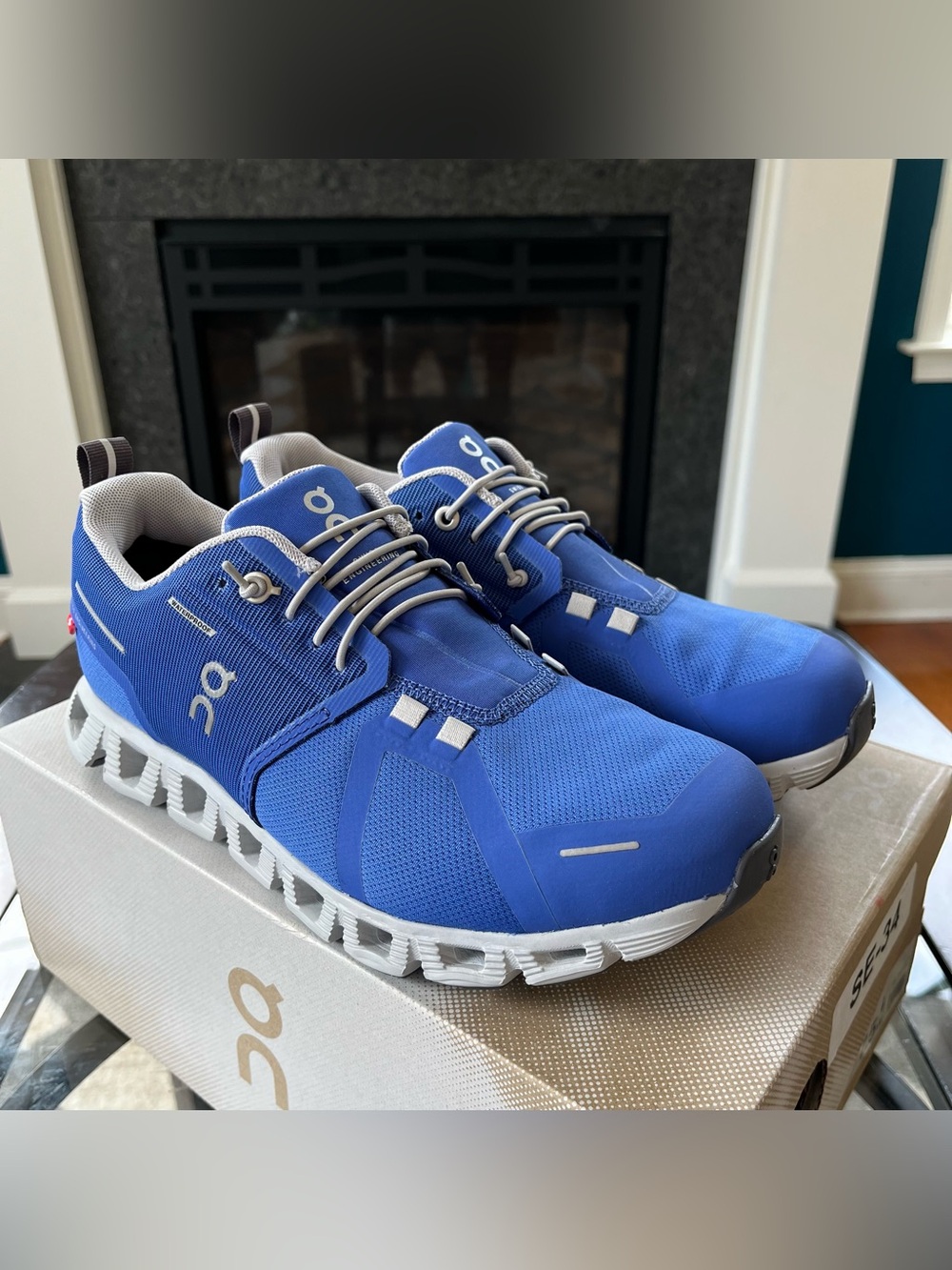 On Cloud 5 Waterproof Women’s Running Sneakers Low Top Cobalt/Glacier 59.98344 - Picture 3 of 7